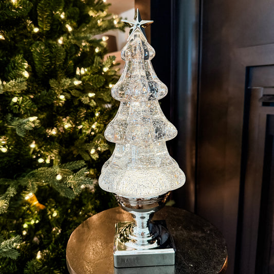 14" Illuminated LED Sparkling Snowfall Tree