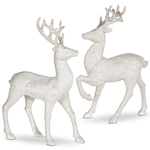 SET OF 2 GLITTERED REINDEER