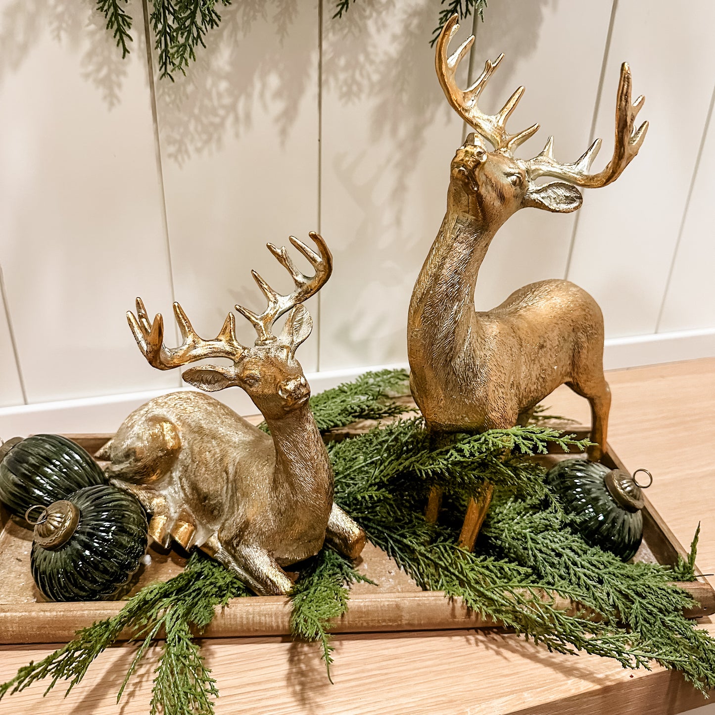 Set of 2 Gilded Gold Reindeer