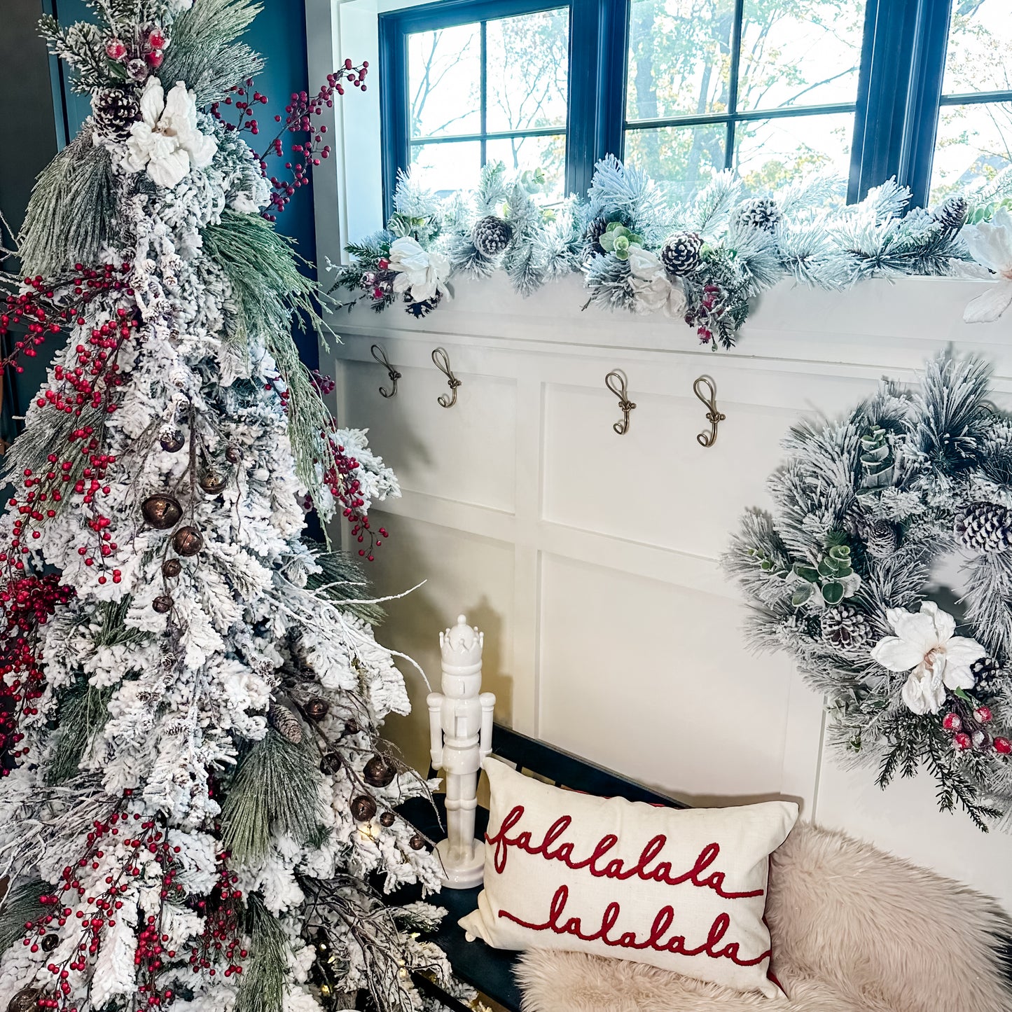 60" Snowy Long Needle Pine & Eucalyptus Garland