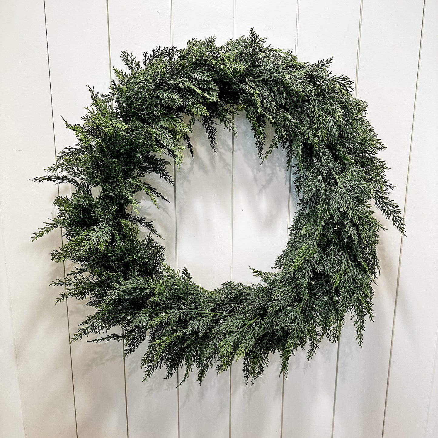 30" Illuminated Real Touch Everlasting Cedar Greens Wreath