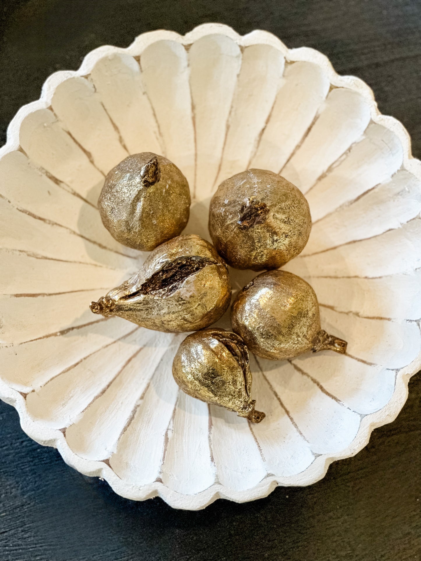 Set of 5 Gilded Fig Fruit Decor