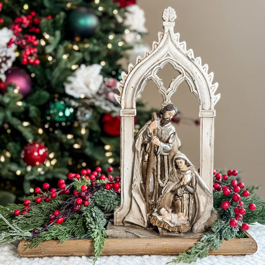 17" Modern Grace Hand carved Nativity Cathedral