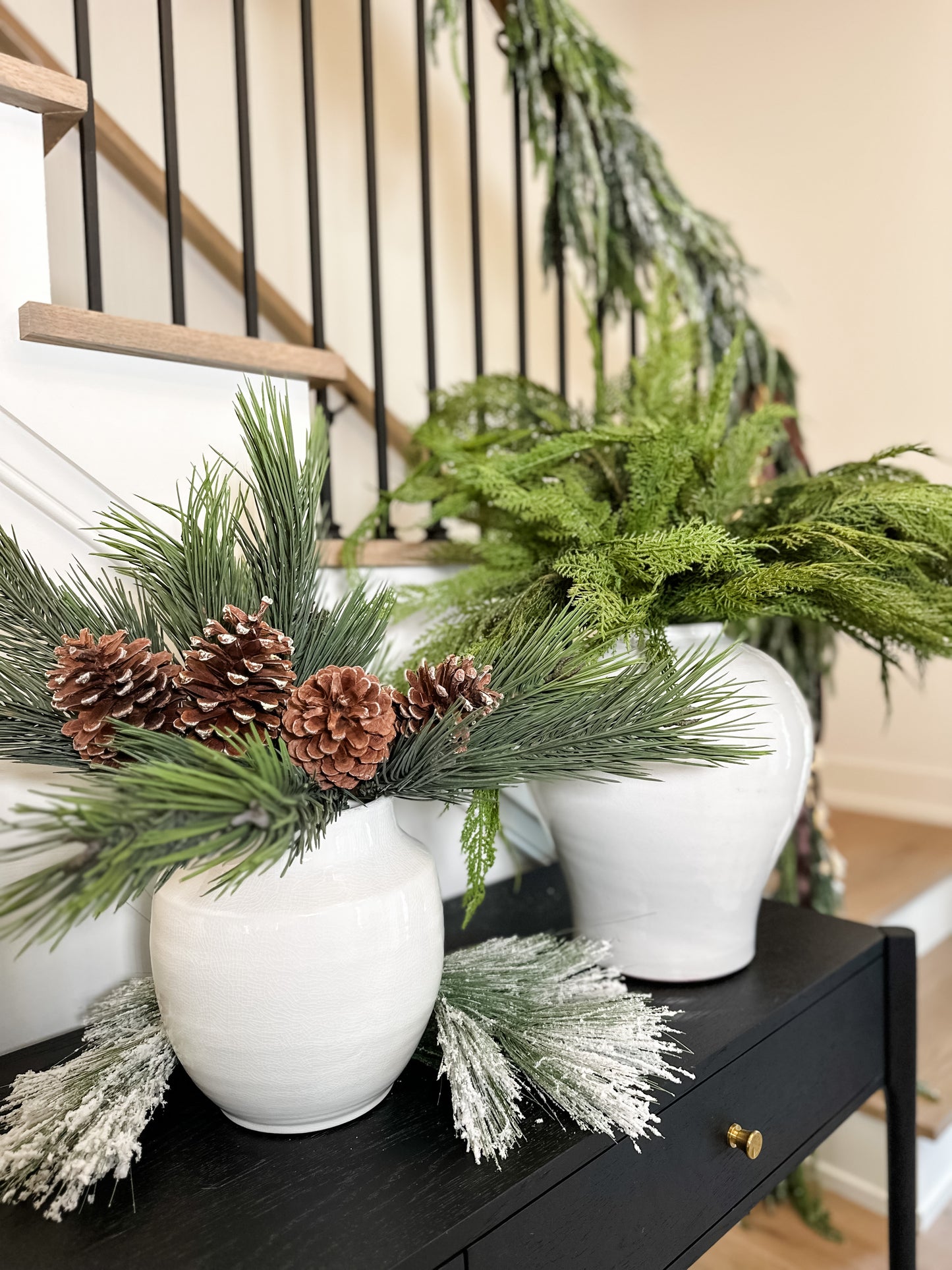 60" FLOCKED WINTER GREEN NORFOLK PINE GARLAND