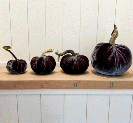 Silk Velvet Pumpkins with Natural Stems