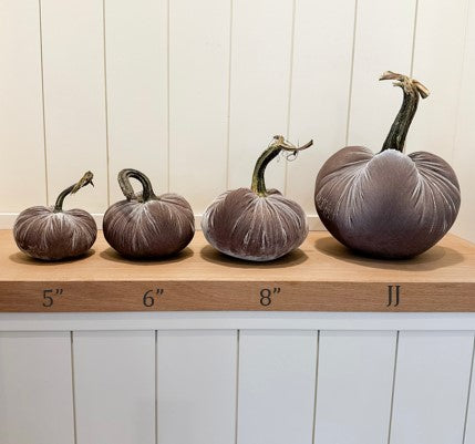 Silk Velvet Pumpkins with Natural Stems