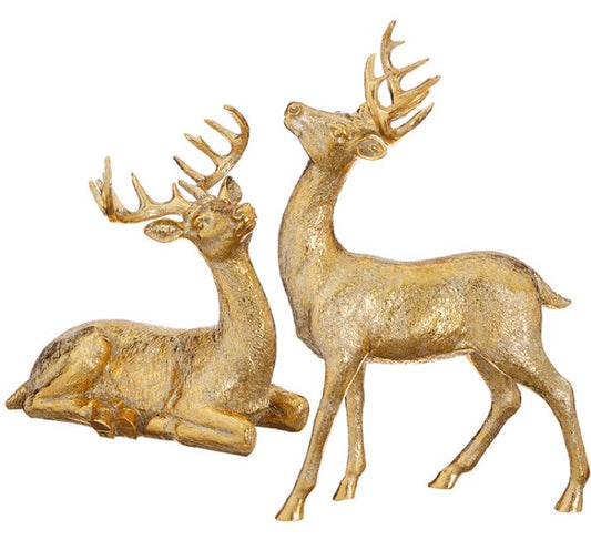 Set of 2 Gilded Gold Reindeer