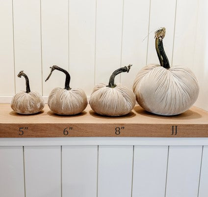 Silk Velvet Pumpkins with Natural Stems