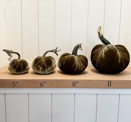 Silk Velvet Pumpkins with Natural Stems