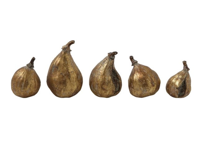 Set of 5 Gilded Fig Fruit Decor