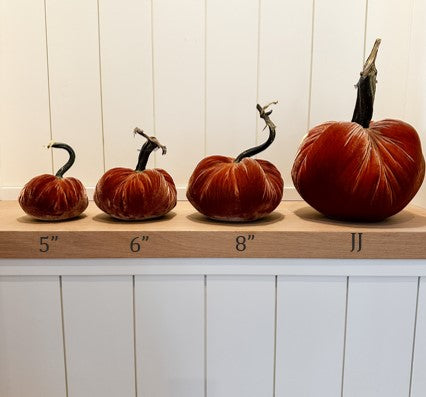 Silk Velvet Pumpkins with Natural Stems