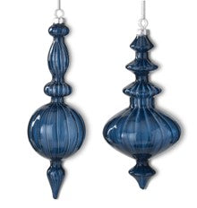 Set of 4 Midnight Swirl Blown Glass Ornaments