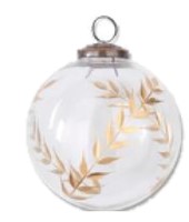 Set of 3 Etched Gold Leaf Glass Ornaments