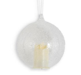 Set of 3 Caviar Glass Ornament with Flameless Candle